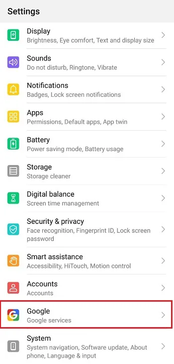 افزودن ریکاوری ایمیل در حساب Gmail گوشی اندرویدی مرحله اول