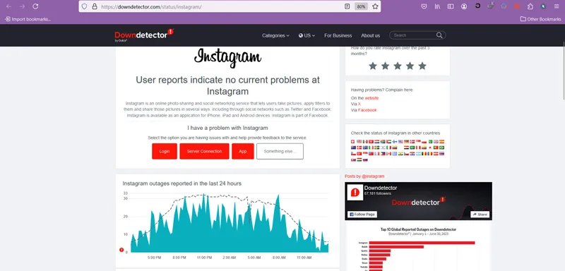 استفاده از سایت downdetector