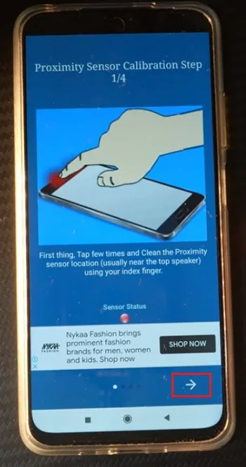 کالیبره سنسور مجاورت شیائومی با اپلیکیشن Proximity Sensor Reset/Fix مرحله چهارم