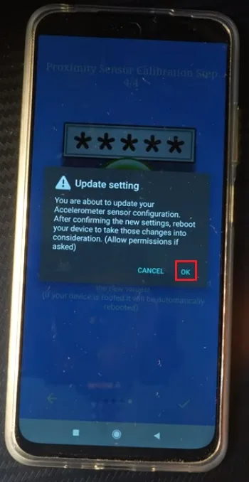 کالیبره سنسور مجاورت شیائومی با اپلیکیشن Proximity Sensor Reset/Fix مرحله نهم