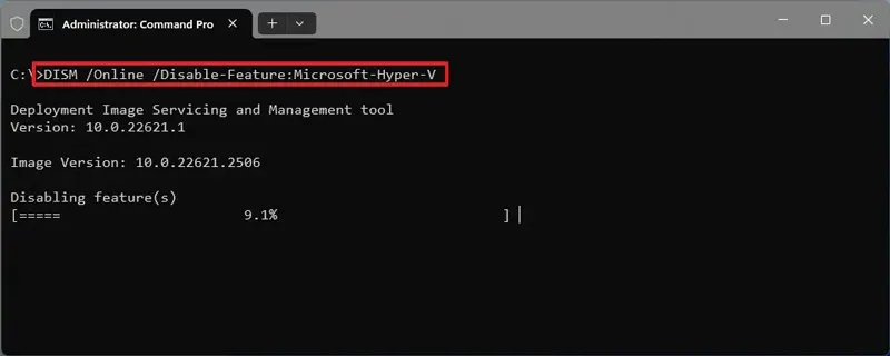غیر فعال کردن Hyper-V از طریق Command Prompt