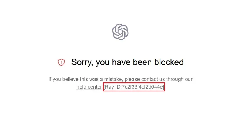 تماس با تیم پشتیبانی OpenAI وارد کردن Ray ID