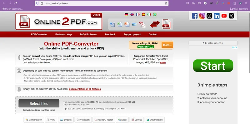 وبسایت online2pdf