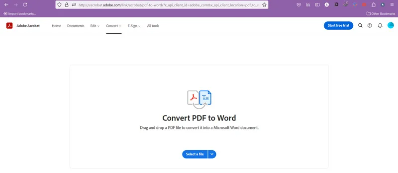 استفاده از سایت آنلاین Adobe Acrobat