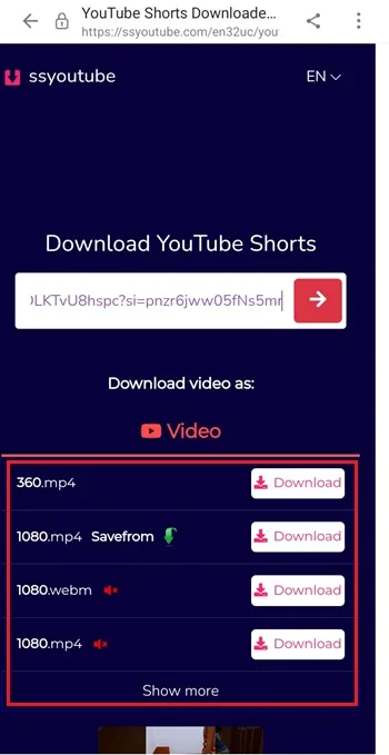 دانلود مستقیم از یوتیوب شورت بدون نرم افزار