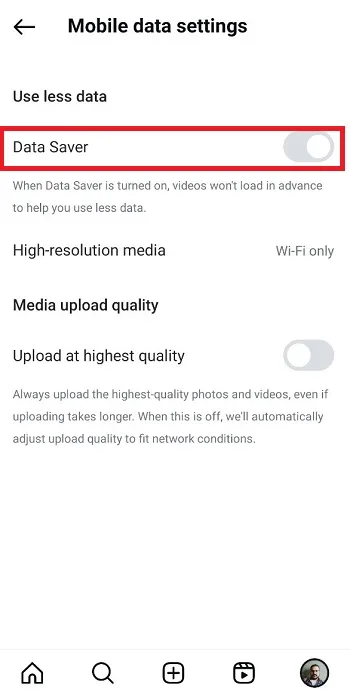 فعال کردن Data Saver اینستاگرام