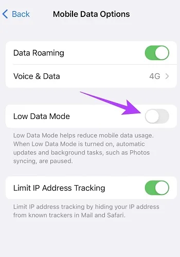 فعال کردن Data Saver گوشی آیفون مرحله دوم