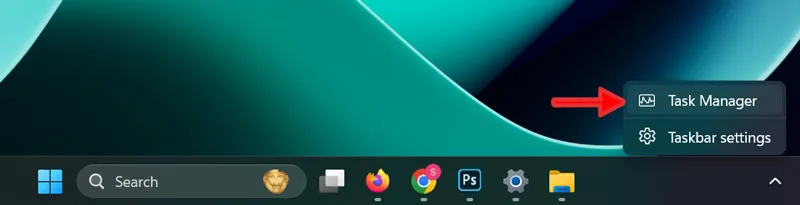 باز کردن Task manager