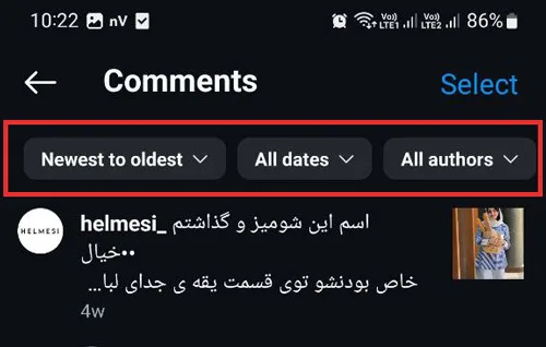 تنظیمات و ترتیب کامنت ها در اینستاگرام