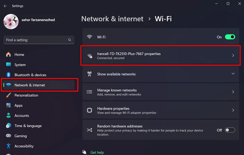 انجام تنظیمات اینترنت