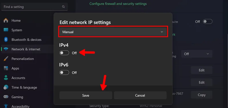 تنظیمات IP اینترنت