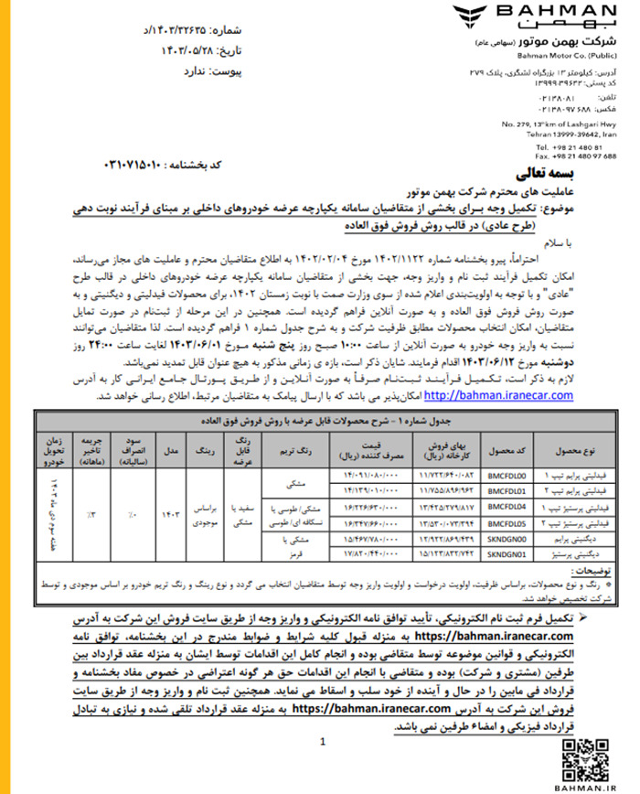شرایط فروش دیگنیتی و فیدلیتی شهریور 1403