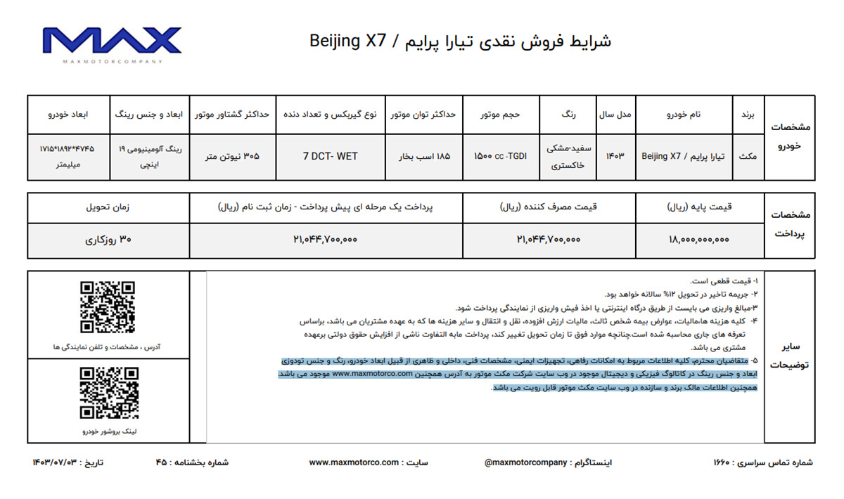 جزئیات طرح فروش فوری تیارا پرایم مهر 1403