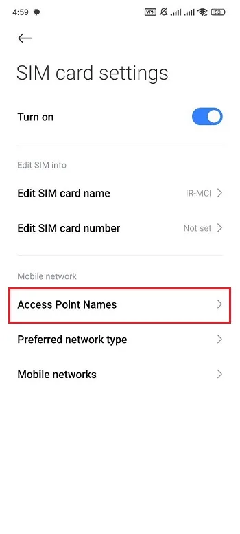 تنظیمات APN (Access Point Name) در اندروید 3