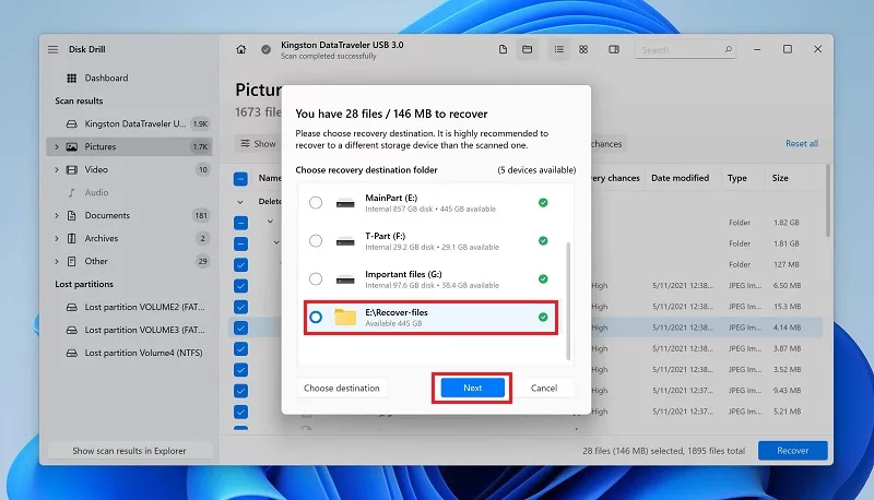 بازگرداندن اطلاعات با برنامه ریکاوری فایل های پاک شده فلش Disk Drill مرحله 9