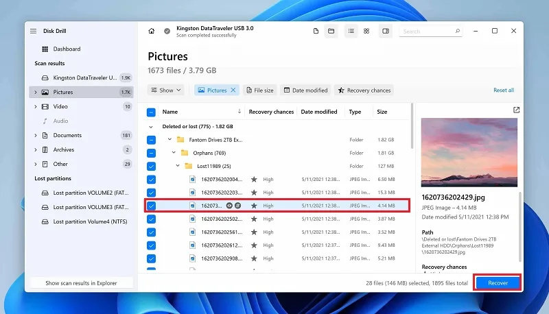 بازگرداندن اطلاعات با برنامه ریکاوری فایل های پاک شده فلش Disk Drill مرحله 8