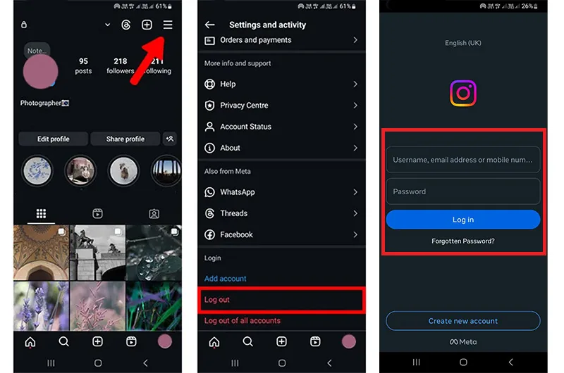 رفع ارور Challenge Required در اینستاگرام با خارج و وارد شدن به آن