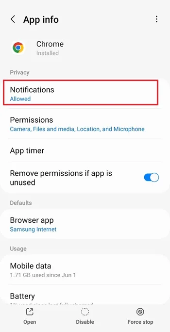 تنظیمات نوتیفیکیشن سامسونگ