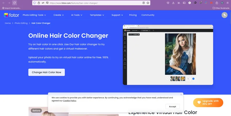 سایت تست مدل مو آنلاین fotor