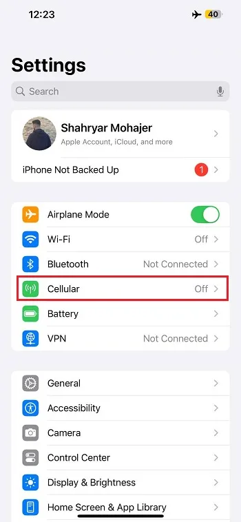 غیرفعال کردن Data Saver آیفون مرحله اول