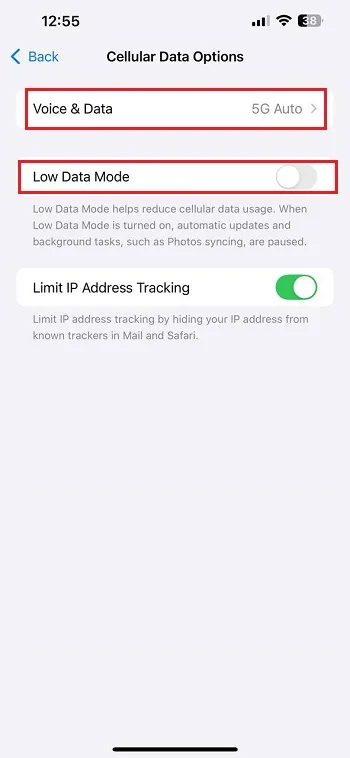 غیرفعال کردن Data Saver آیفون مرحله سوم