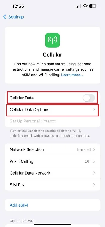 غیرفعال کردن Data Saver آیفون مرحله دوم