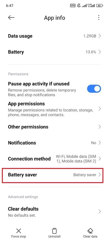 تنظیمات Battery Saver اینستاگرام در اندروید 1