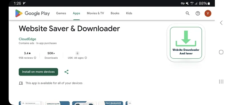 Website Saver & Downloader برای ذخیره صفحه وب در اندروید