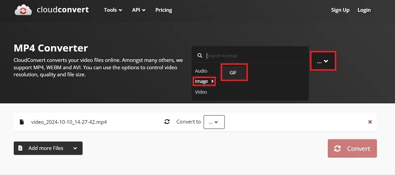 استفاده از Cloudconvert برای تبدیل فیلم به گیف 2