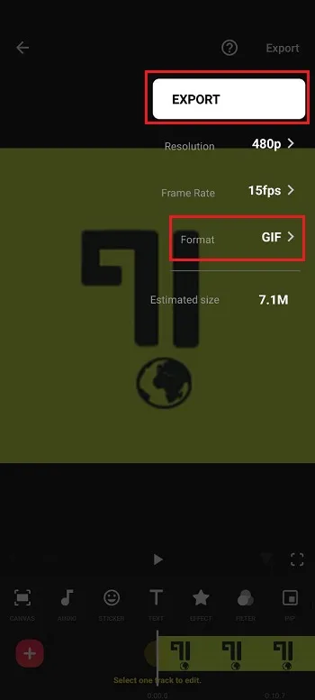 تبدیل فیلم به گیف با Inshot مرحله 5