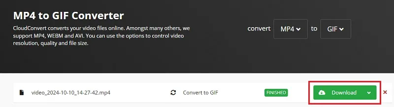 استفاده از Cloudconvert برای تبدیل فیلم به گیف 4