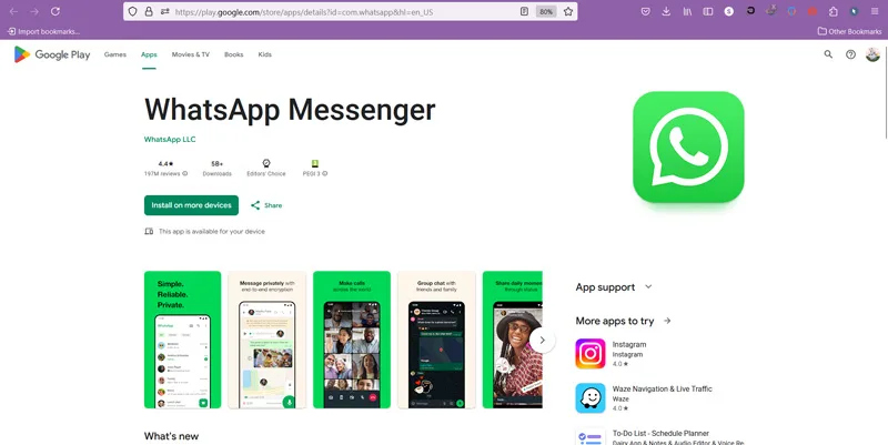 بروزرسانی برنامه واتساپ