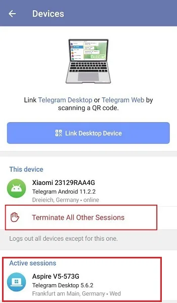 قابلیت Terminate Sessions در اندروید 1