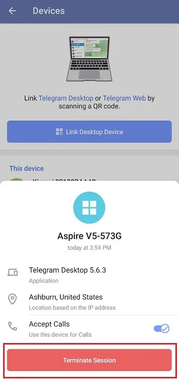 قابلیت Terminate Sessions در اندروید 2