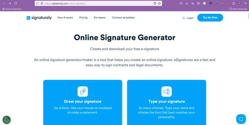 بهترین سایت امضا ساز Signaturely