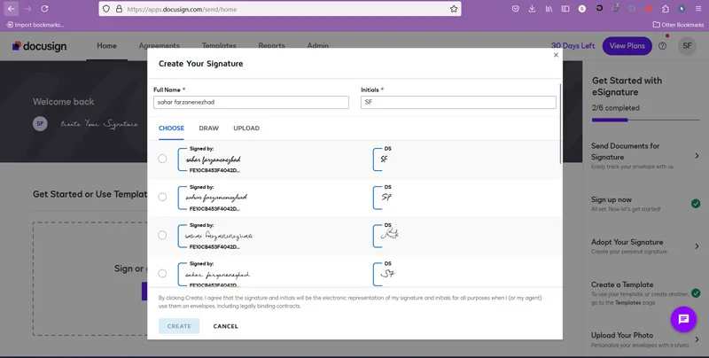 ابزار ساخت و استفاده از امضای دیجیتال Docusign