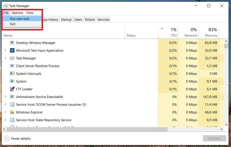 حل مشکل باز نشدن ستینگ ویندوز با Task Manager