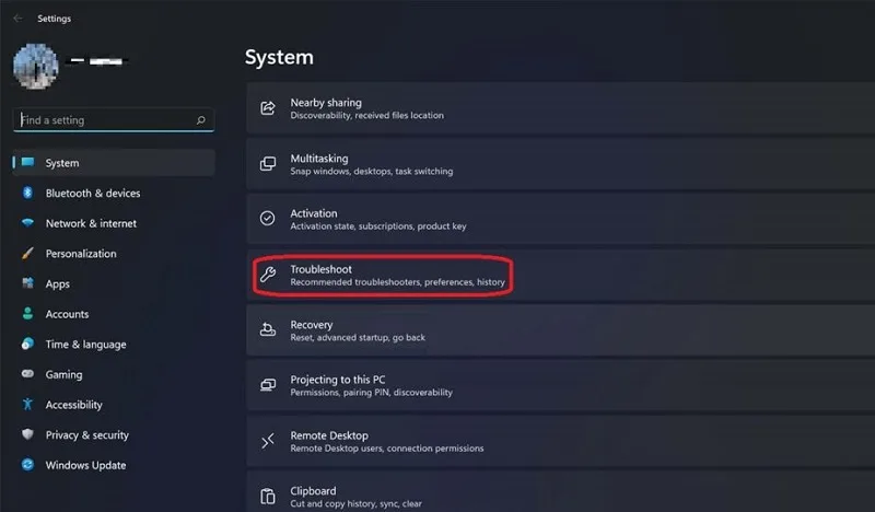  حل مشکل باز نشدن ستینگ ویندوز ۱۱ با Troubleshoot