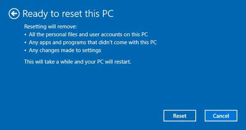 ریکاوری ویندوز با هدف حل مشکل باز نشدن Settings در ویندوز 11