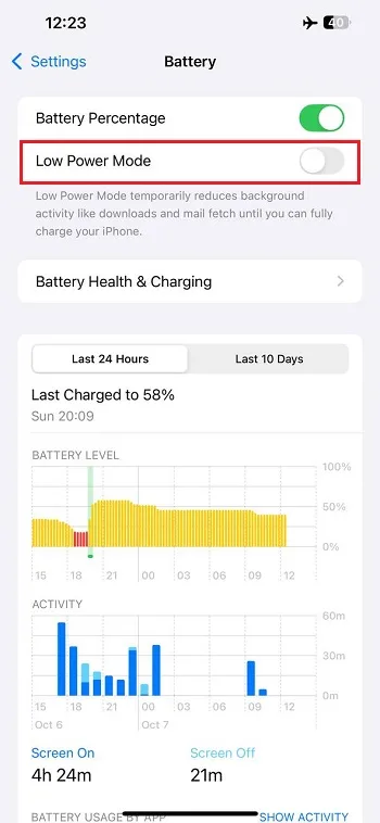 غیرفعال کردن Battery Saver در آیفون 2