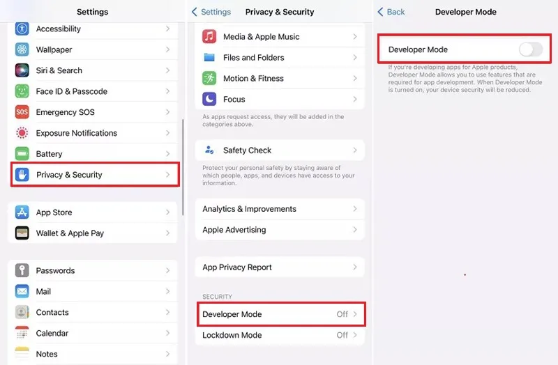 Developer Mode iOS 17