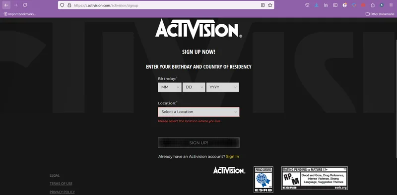 ساخت حساب کاربری در کالاف دیوتی با Activision