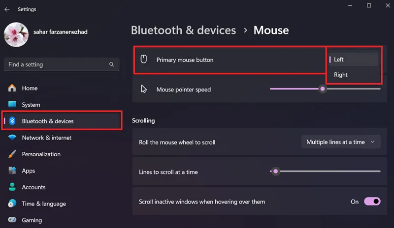 تغییر کارکرد دکمهها از طریق بخش Settings