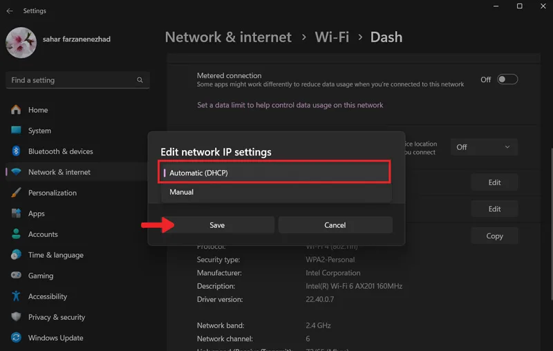 تنظیمات IP اینترنت در ویندوز