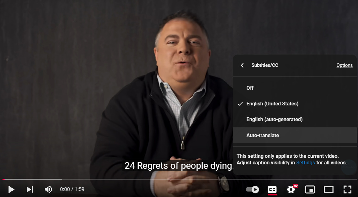 تنظیم زیرنویس فارسی یوتیوب