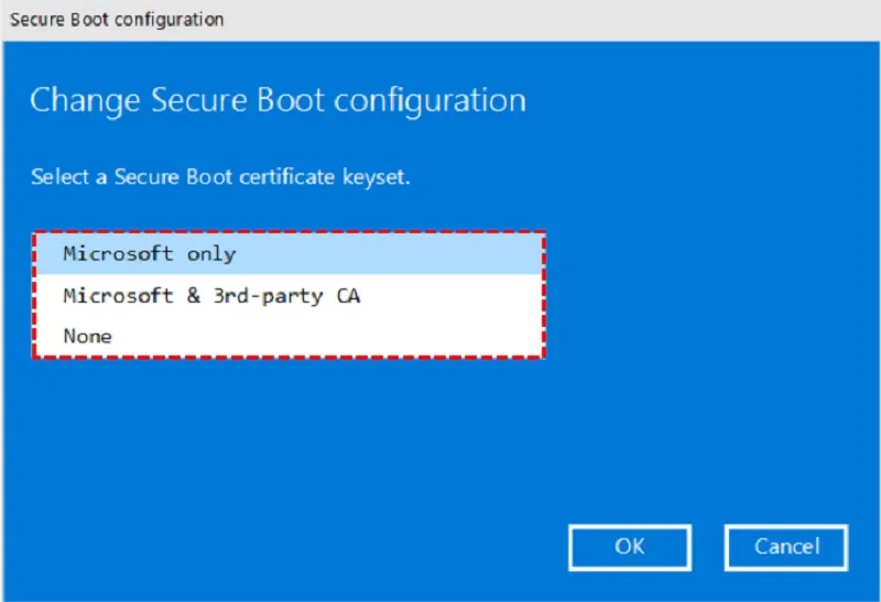 تنظیمات SECURE BOOT در UEFI