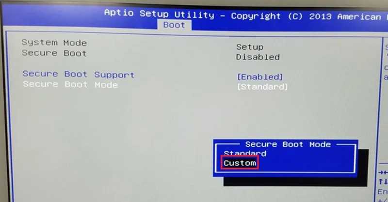 تنظیمات secure boot در BIOS