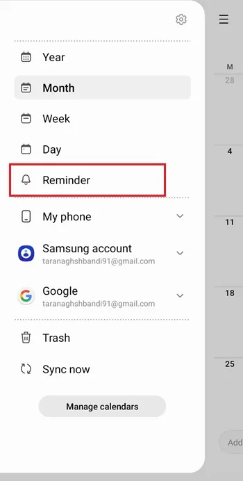روش استفاده از reminder سامسونگ