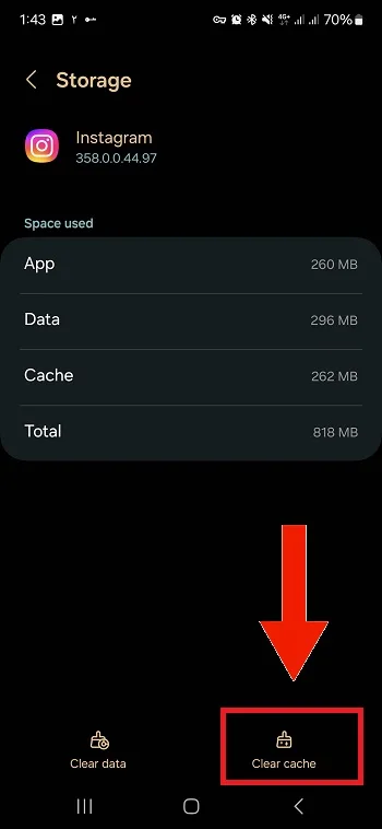 پاک کردن cache اینستاگرام برای حل مشکل اکسپلور