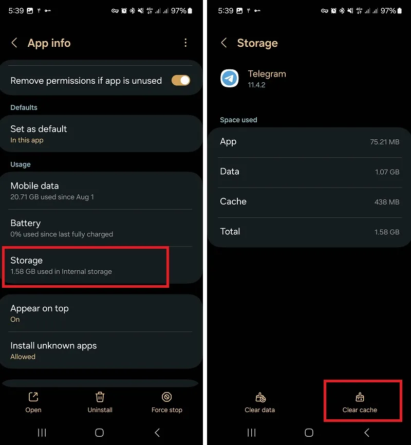 حل مشکل پخش فیلم در تلگرام با کلیر کش 